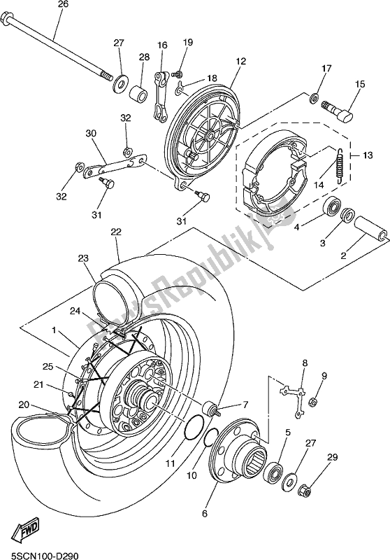 All parts for the Rear Wheel of the Yamaha XVS 650A Vstar 650 Classic 2017