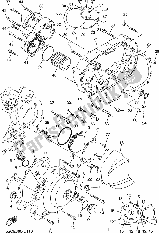 Tutte le parti per il Coperchio Del Carter 1 del Yamaha XVS 650A Vstar 650 Classic 2018