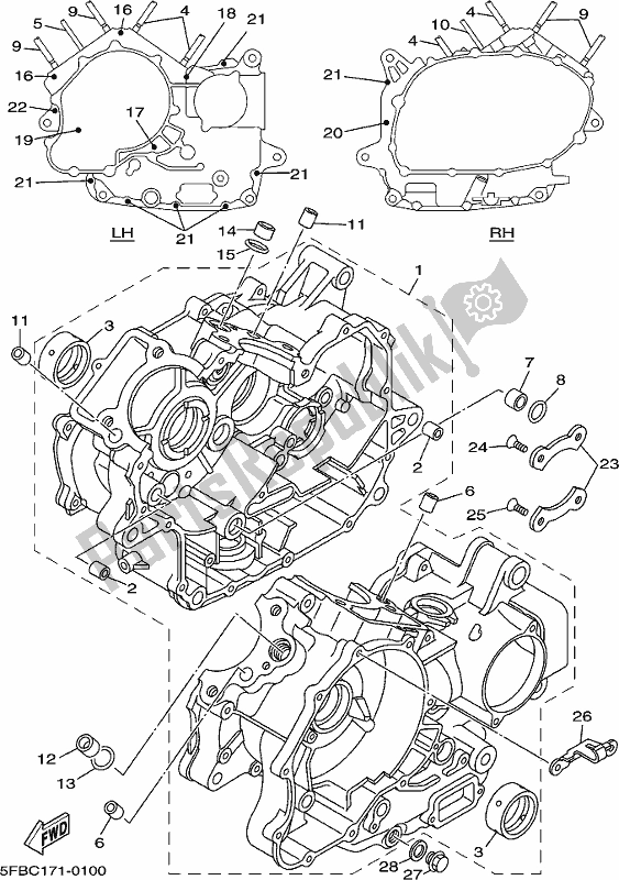 Todas las partes para Caja Del Cigüeñal de Yamaha XVS 650A Vstar 650 Classic 2018