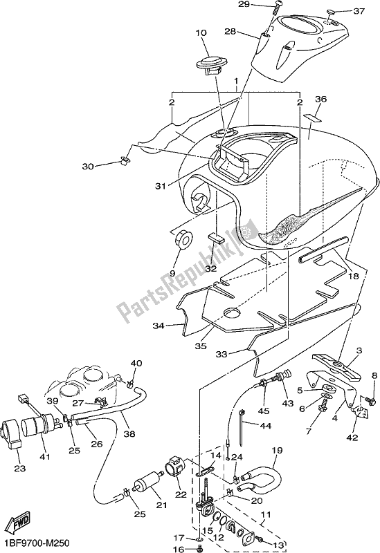 Tutte le parti per il Serbatoio Di Carburante del Yamaha XVS 650A Vstar 650 Classic 2018
