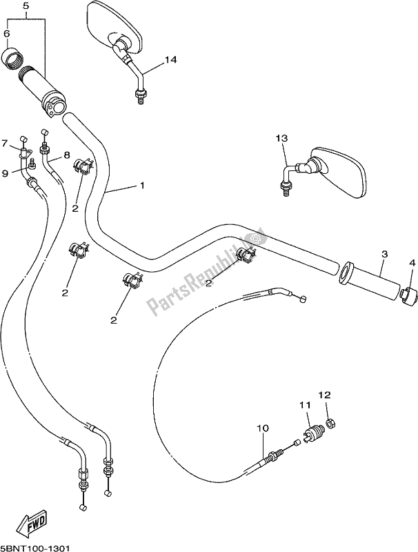 Alle onderdelen voor de Stuurhendel En Kabel van de Yamaha XVS 650A Vstar 650 Classic 2018