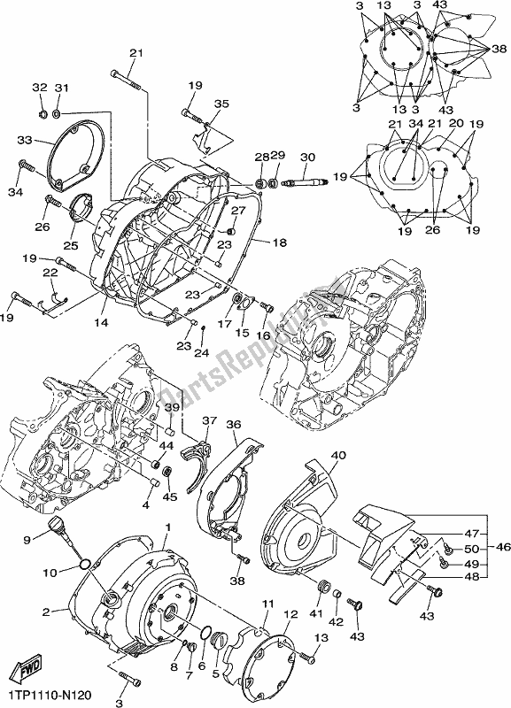 All parts for the Crankcase Cover 1 of the Yamaha XVS 950 CU 2017