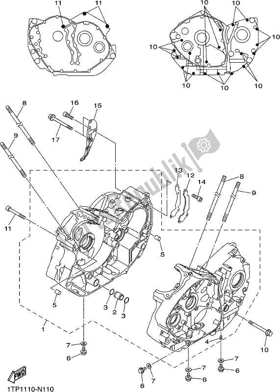 All parts for the Crankcase of the Yamaha XVS 950 CU 2017