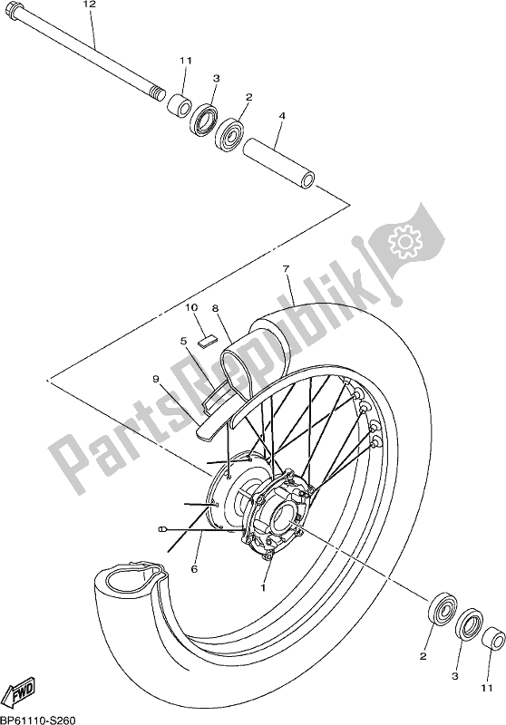 All parts for the Front Wheel of the Yamaha XVS 950 CU 2017