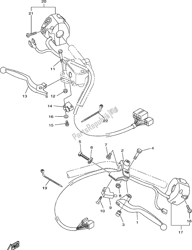 All parts for the Handle Switch & Lever of the Yamaha XVS 950 CU 2017