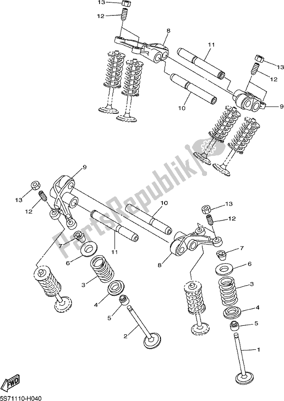 All parts for the Valve of the Yamaha XVS 950 CU 2017