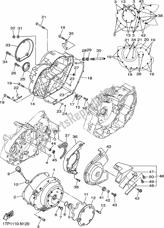 Wszystkie części do Pokrywa Skrzyni Korbowej 1 Yamaha XVS 950 CU 2018