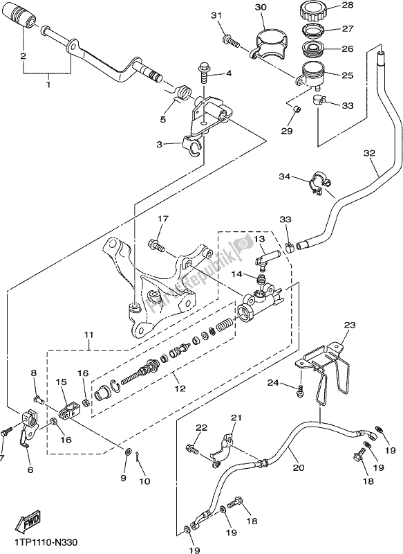 Wszystkie części do Tylny Cylinder G?ówny Yamaha XVS 950 CU 2018