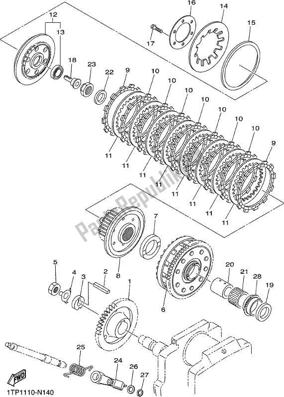 Toutes les pièces pour le Embrayage du Yamaha XVS 950 CU Bolt 2017