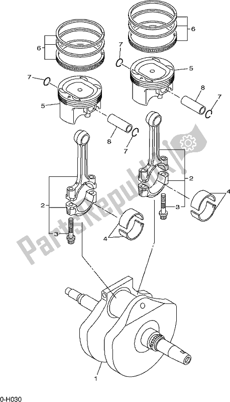 All parts for the Crankshaft & Piston of the Yamaha XVS 950 CU Bolt 2017