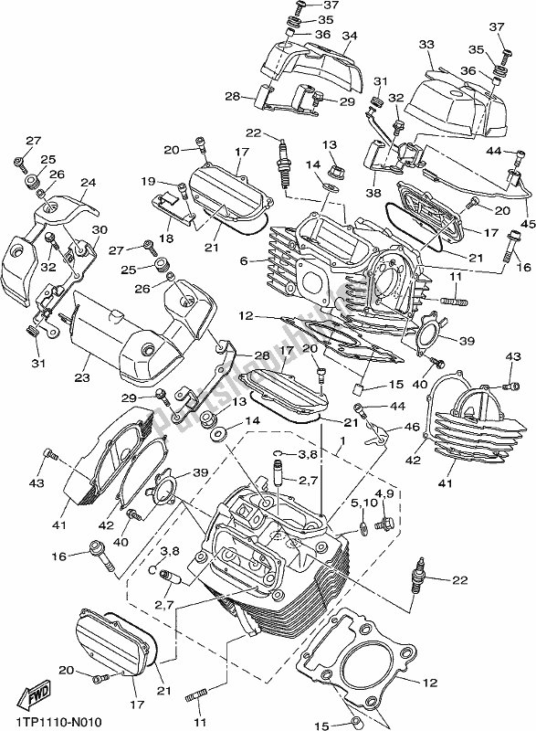 All parts for the Cylinder Head of the Yamaha XVS 950 CU Bolt 2017