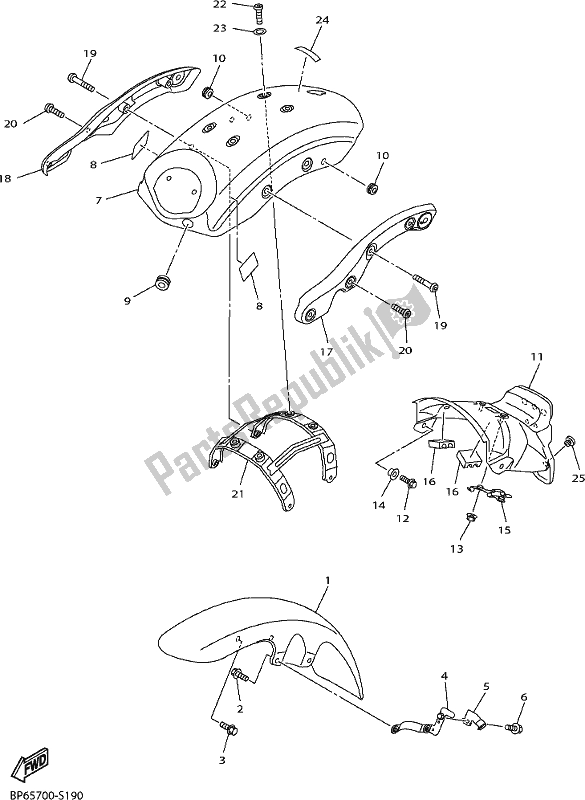 All parts for the Fender of the Yamaha XVS 950 CU Bolt 2017