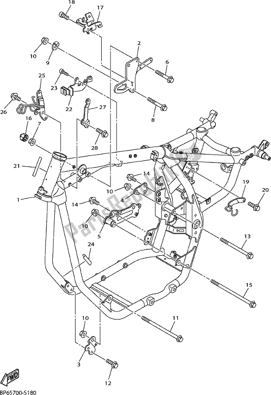 All parts for the Frame of the Yamaha XVS 950 CU Bolt 2017