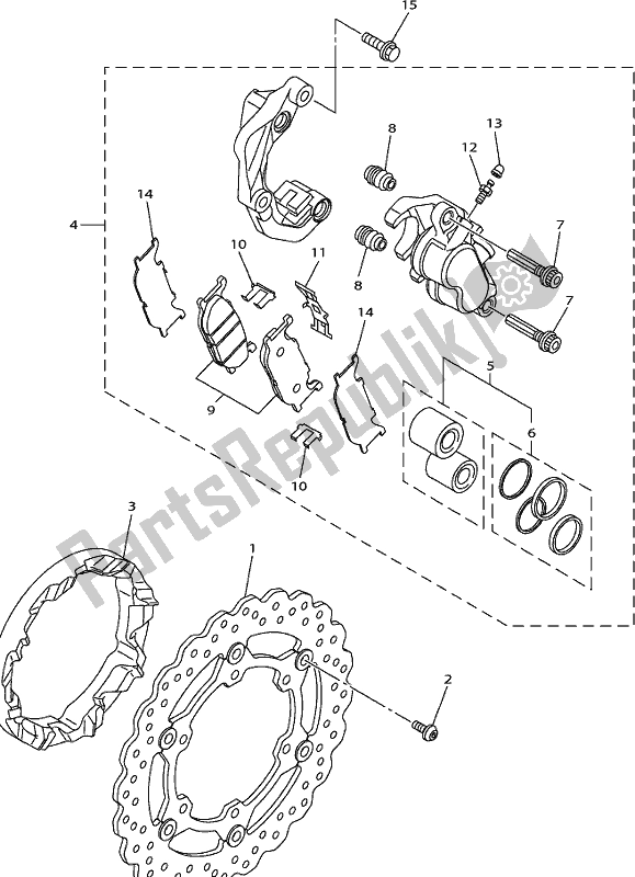 All parts for the Front Brake Caliper of the Yamaha XVS 950 CU Bolt 2017