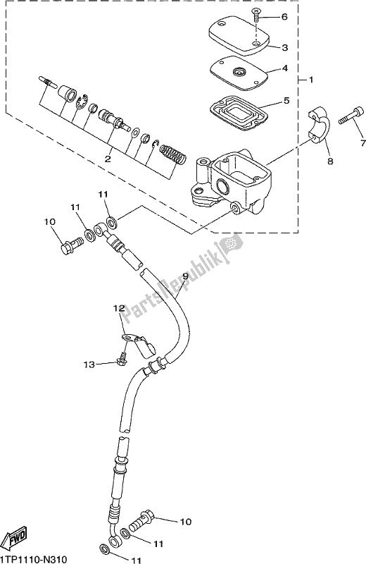 Tutte le parti per il Pompa Freno Anteriore del Yamaha XVS 950 CU Bolt 2017