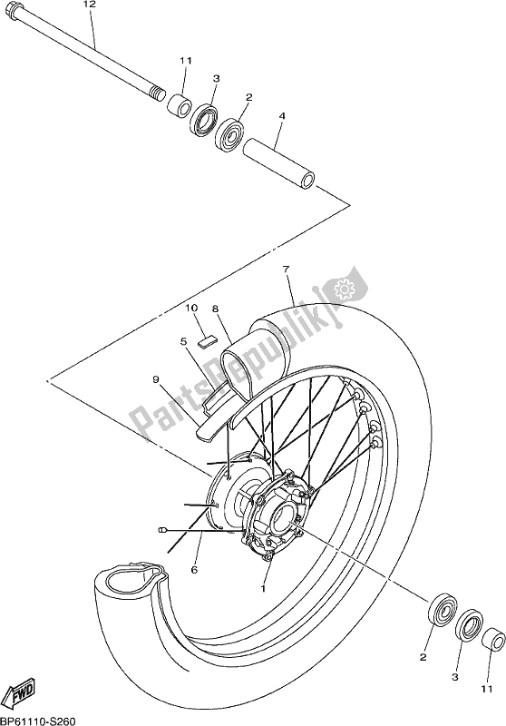 All parts for the Front Wheel of the Yamaha XVS 950 CU Bolt 2017