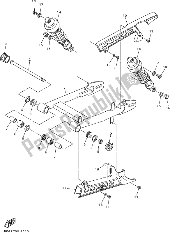 All parts for the Rear Arm & Suspension of the Yamaha XVS 950 CU Bolt 2017