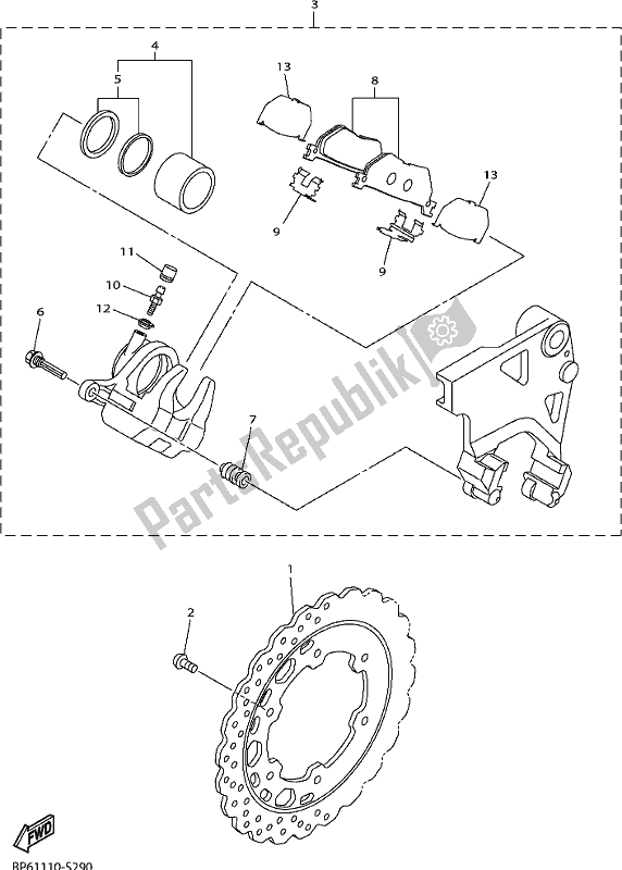 Todas las partes para Pinza De Freno Trasero de Yamaha XVS 950 CU Bolt 2017