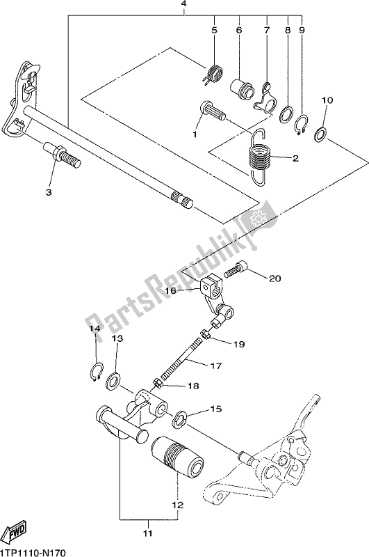 All parts for the Shift Shaft of the Yamaha XVS 950 CU Bolt 2017