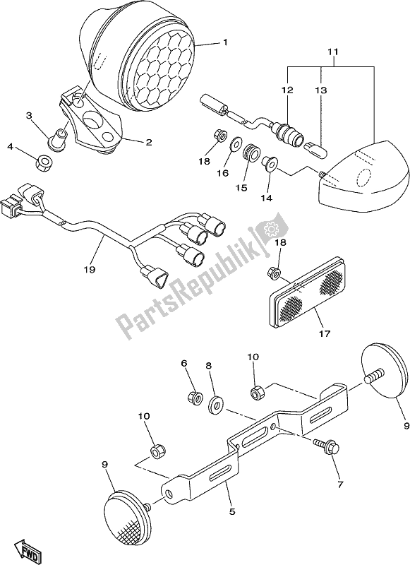 Toutes les pièces pour le Feu Arrière du Yamaha XVS 950 CU Bolt 2017