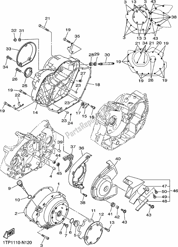 Todas las partes para Tapa Del Cárter 1 de Yamaha XVS 950 CU Bolt 2018