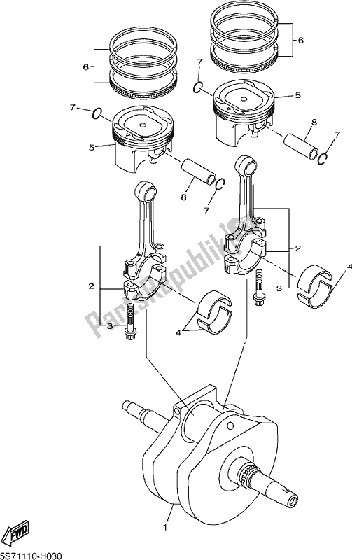 All parts for the Crankshaft & Piston of the Yamaha XVS 950 CU Bolt 2018