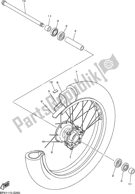 All parts for the Front Wheel of the Yamaha XVS 950 CU Bolt 2018
