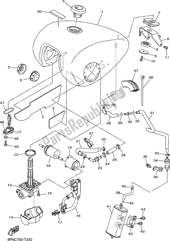 All parts for the Fuel Tank of the Yamaha XVS 950 CU Bolt 2018