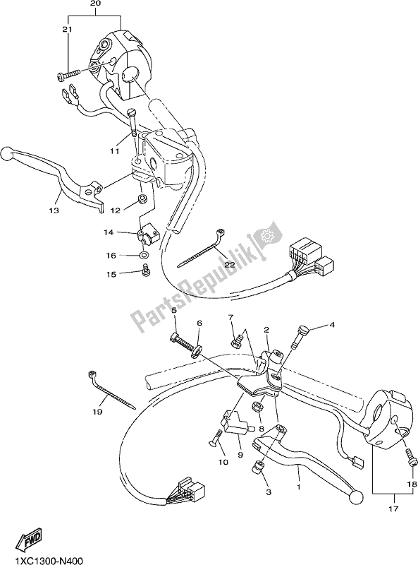 Tutte le parti per il Impugnatura Interruttore E Leva del Yamaha XVS 950 CU Bolt 2018