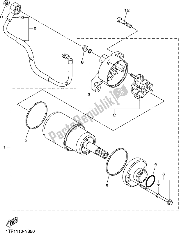 All parts for the Starting Motor of the Yamaha XVS 950 CU Bolt 2018