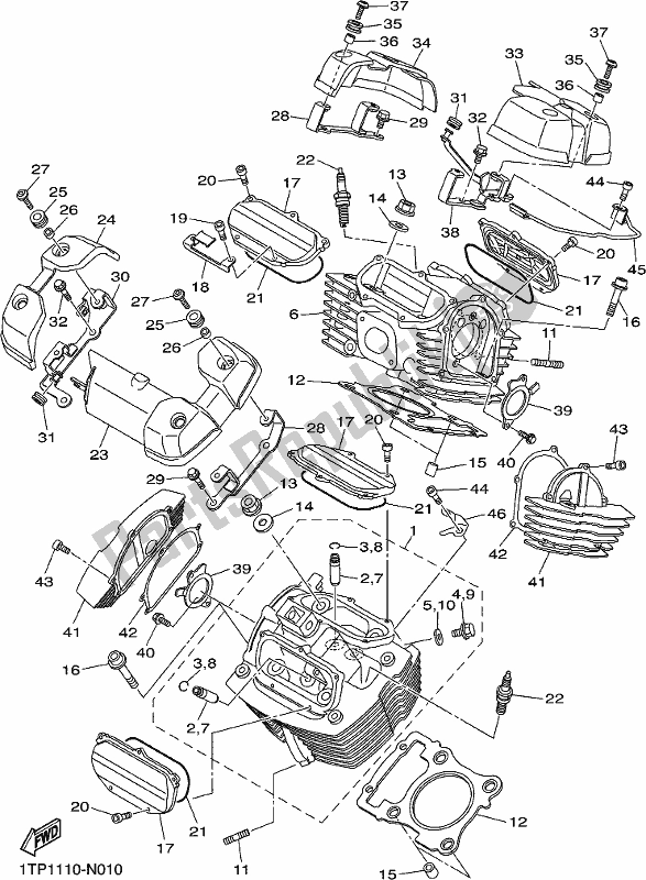 All parts for the Cylinder Head of the Yamaha XVS 950 CU Bolt 2019