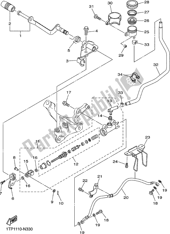 Wszystkie części do Tylny Cylinder G?ówny Yamaha XVS 950 CU Bolt 2019