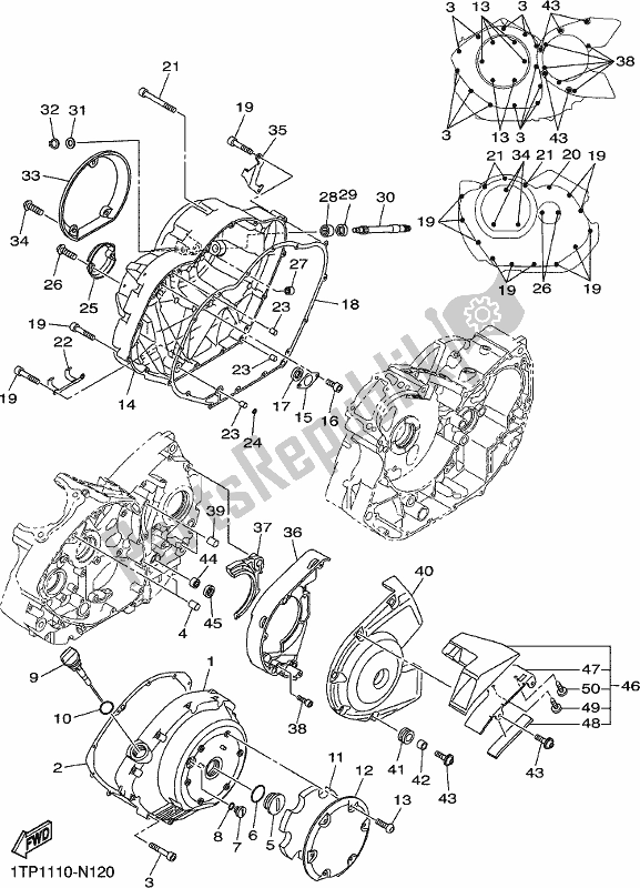 All parts for the Crankcase Cover 1 of the Yamaha XVS 950 CUD 2017