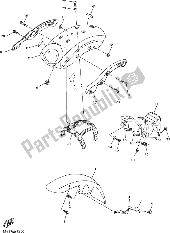 All parts for the Fender of the Yamaha XVS 950 CUD 2017