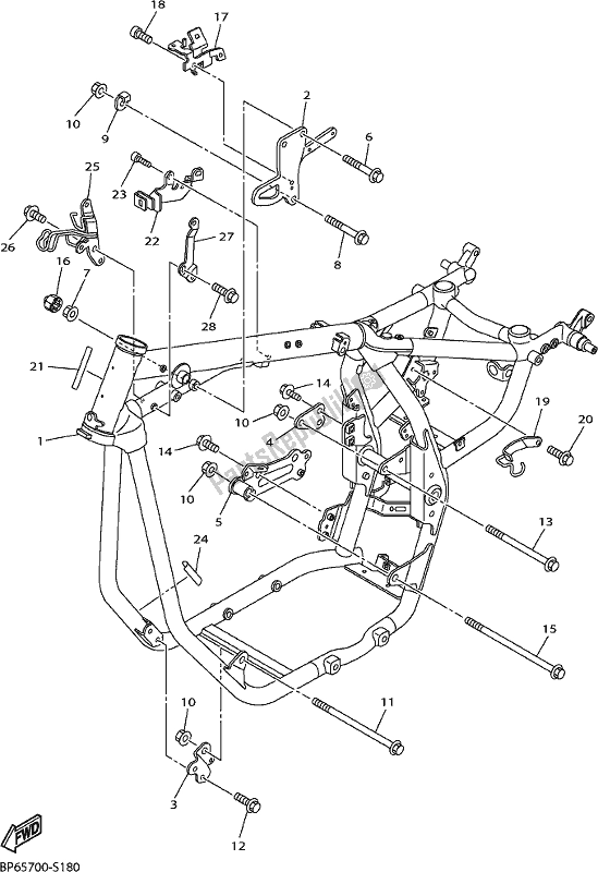 All parts for the Frame of the Yamaha XVS 950 CUD 2017