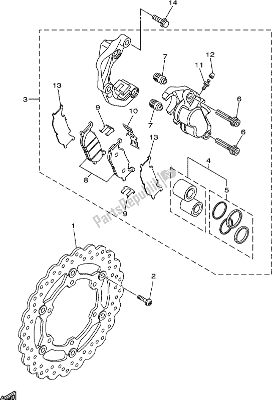 All parts for the Front Brake Caliper of the Yamaha XVS 950 CUD 2017