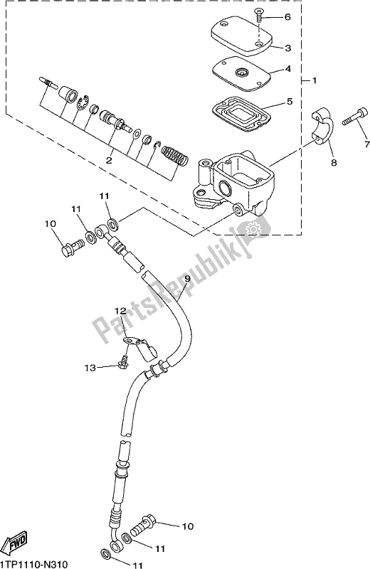 All parts for the Front Master Cylinder of the Yamaha XVS 950 CUD 2017