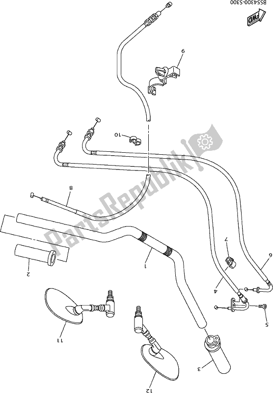 All parts for the Steering Handle & Cable of the Yamaha XVS 950 CUD 2017