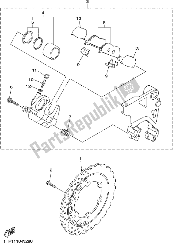 Tutte le parti per il Pinza Freno Posteriore del Yamaha XVS 950 CUD 2018