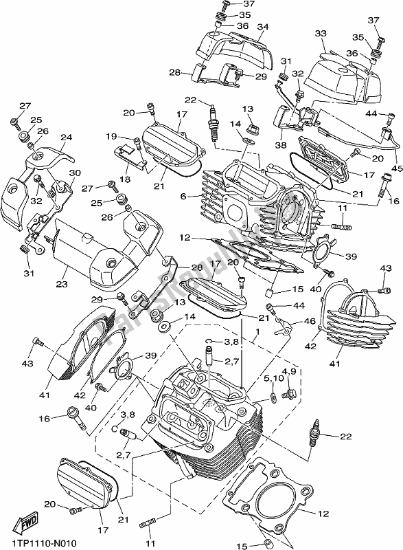 All parts for the Cylinder Head of the Yamaha XVS 950 CUD 2019