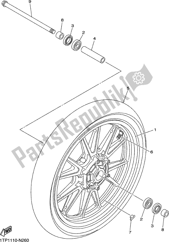 Tutte le parti per il Ruota Anteriore del Yamaha XVS 950 CUD 2019