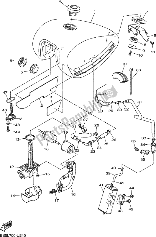 All parts for the Fuel Tank of the Yamaha XVS 950 CUD 2019