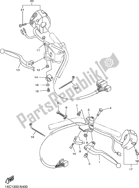 All parts for the Handle Switch & Lever of the Yamaha XVS 950 CUD 2019