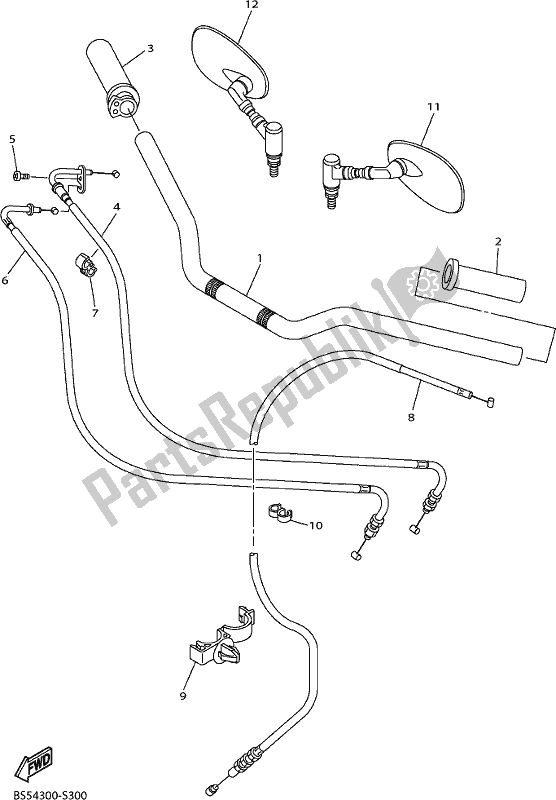 All parts for the Steering Handle & Cable of the Yamaha XVS 950 CUD 2019