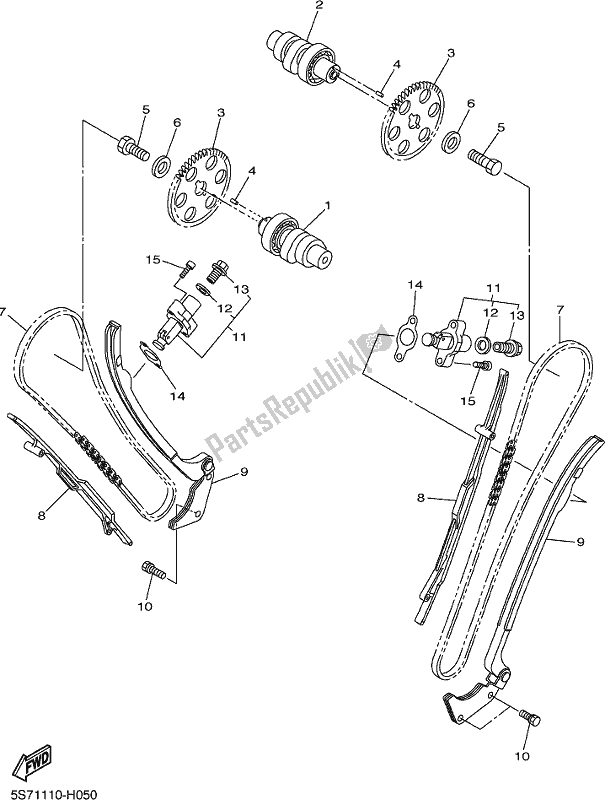 All parts for the Camshaft & Chain of the Yamaha XVS 950 CUD Bolt 2017