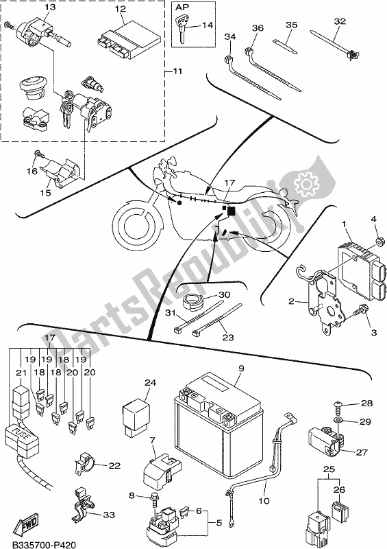 Todas las partes para Eléctrico 2 de Yamaha XVS 950 CUD Bolt 2017