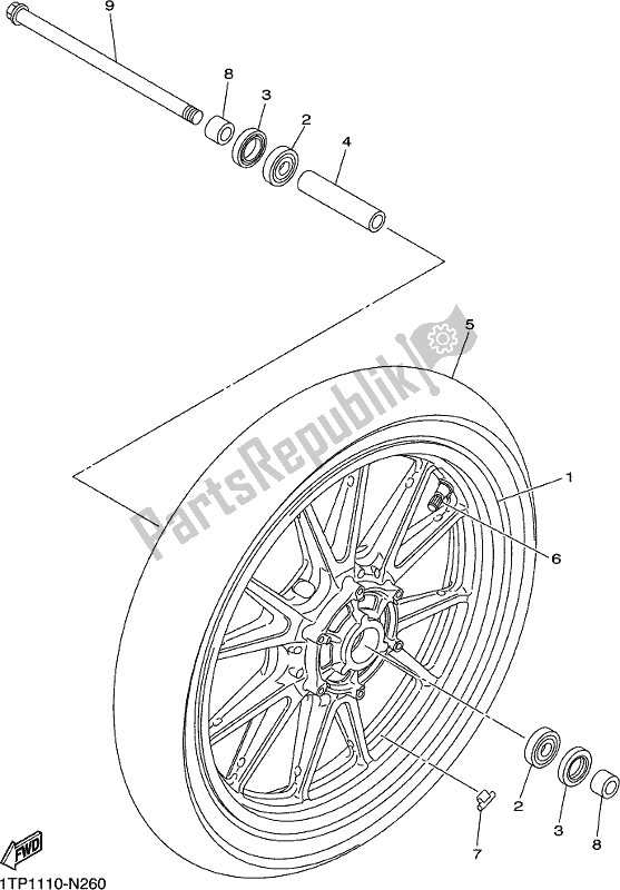 Tutte le parti per il Ruota Anteriore del Yamaha XVS 950 CUD Bolt 2017