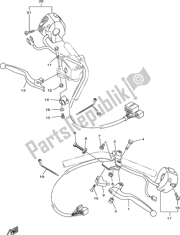 Todas las partes para Interruptor De Palanca Y Palanca de Yamaha XVS 950 CUD Bolt 2017