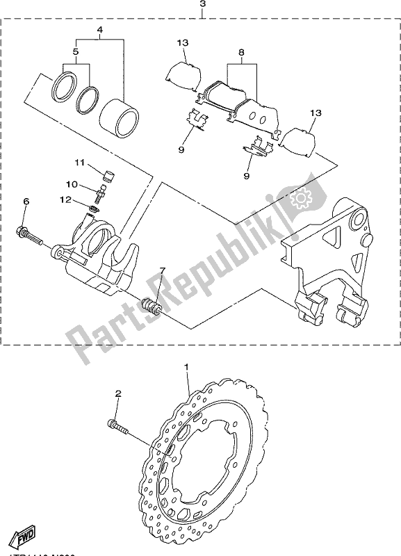 Todas las partes para Pinza De Freno Trasero de Yamaha XVS 950 CUD Bolt 2017