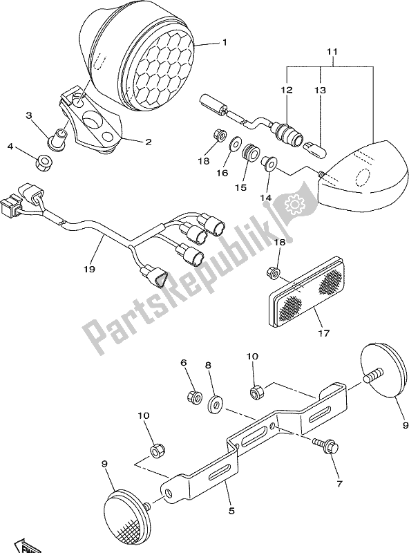 Tutte le parti per il Fanale Posteriore del Yamaha XVS 950 CUD Bolt 2017